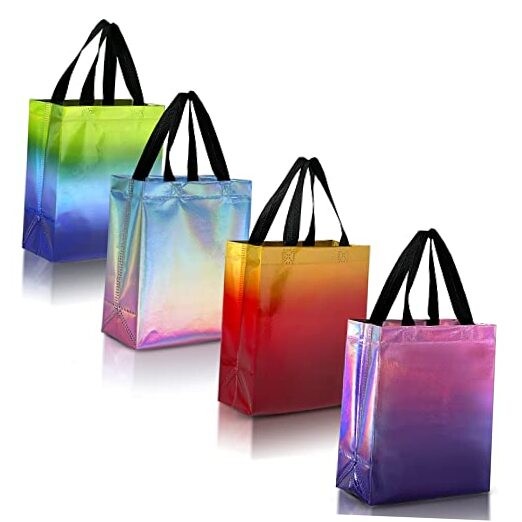 Set of 12 Gradient Medium Gift Bags - 4 Stunning Designs Of Gradient Mix Color