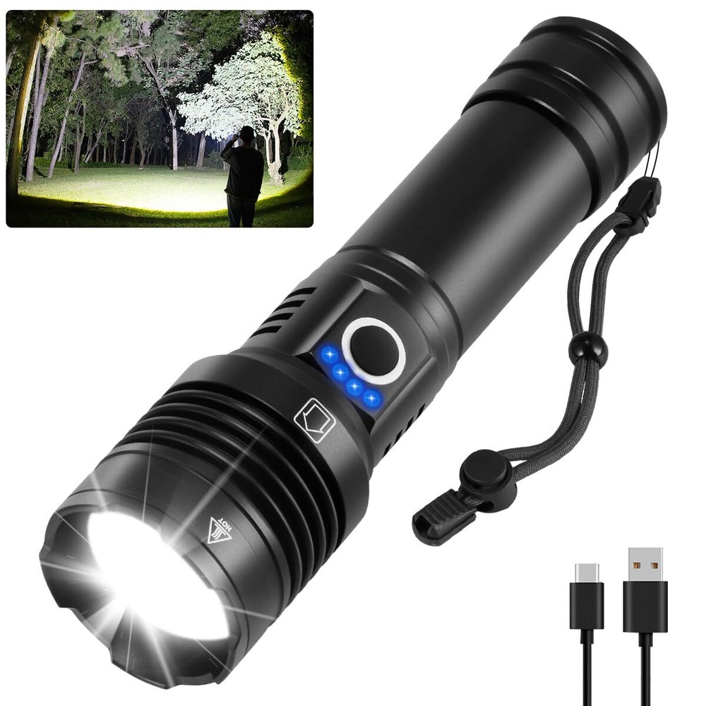 Rechargeable Flashlights High Lumens, 990000lm Super Bright Flashlight Rechar...