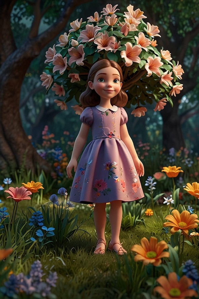 Cute AI-generated digital photo pack of 8 premium girl kid images