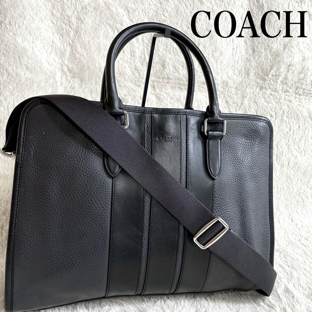 Coach F72308 Black Leather Business Briefcase Bag