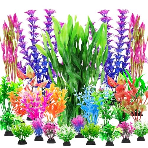 25pcs Plastic Aquarium Plants for Fish Tank Decor