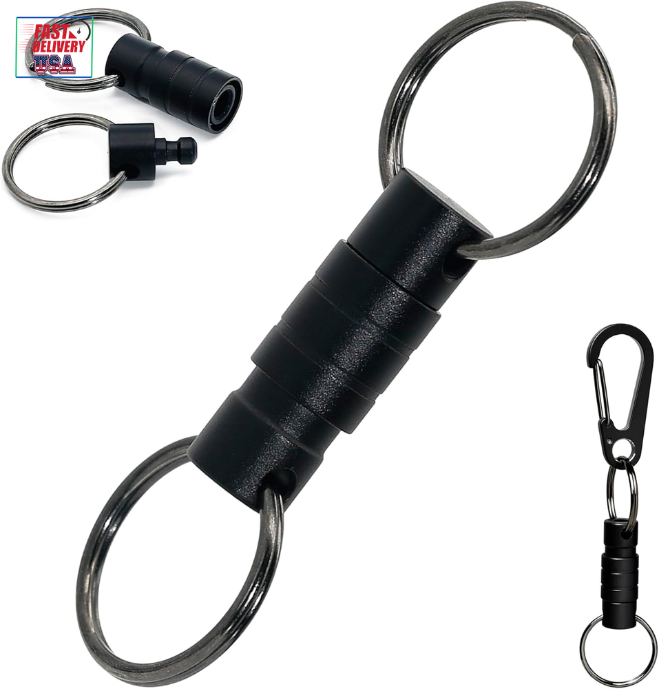 Quick Release Keychain Clip, Small Carabiner Clip & Pull Apart Detachable Key Ri