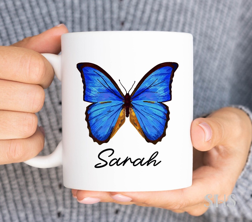 Personalized Name Butterfly Coffee Mug Custom Butterfly Mug Butterfly Coffee Mug