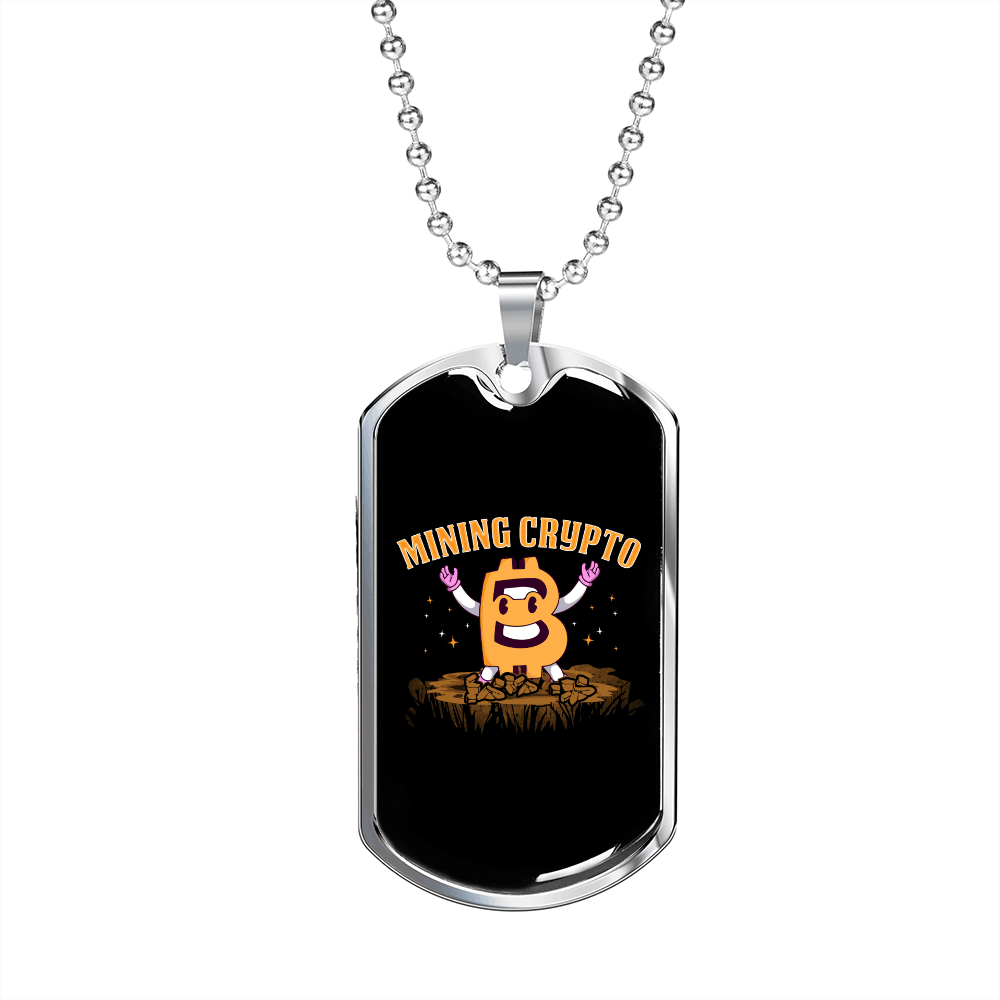 Crypto Mining  Crypto Necklace Stainless Steel or 18k Gold Dog Tag 24