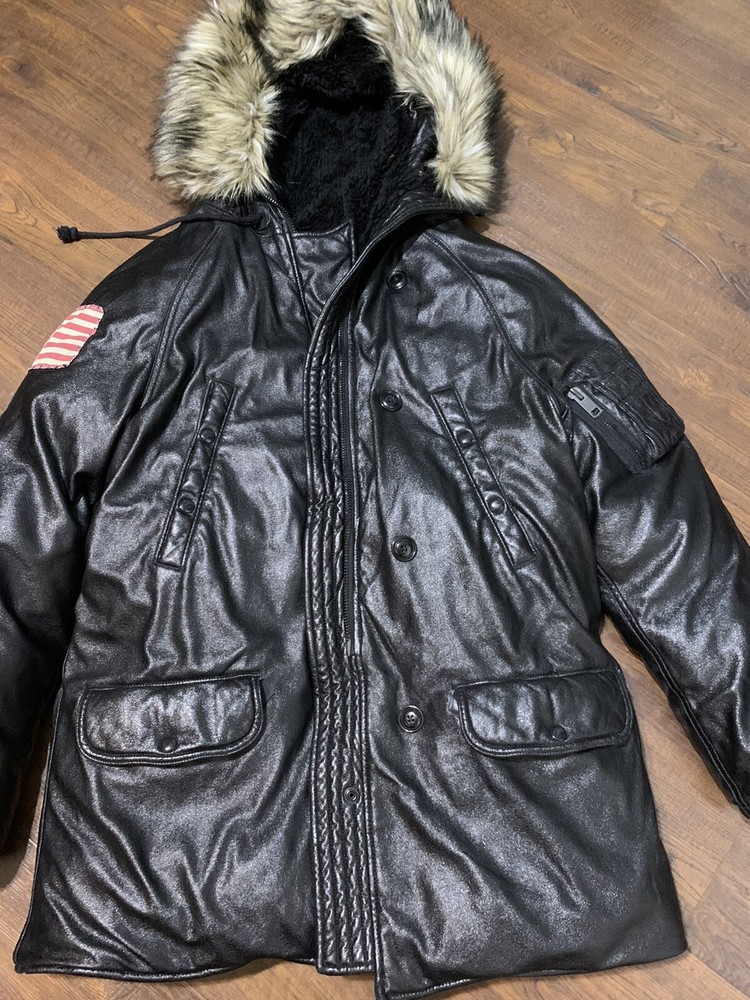 Denim & Supply Ralph Lauren Women Flag Patch Down  Black Parka Coat Sz. XL