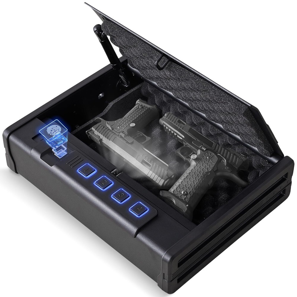 Biometric Gun Safe for Pistols Fingerprint Lock Steel Handgun Secure Storage-image