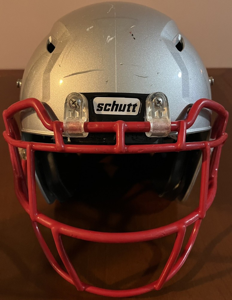 Schutt Youth Vengeance A3 Football Helmet Silver W/ Red Facemask Size Medium