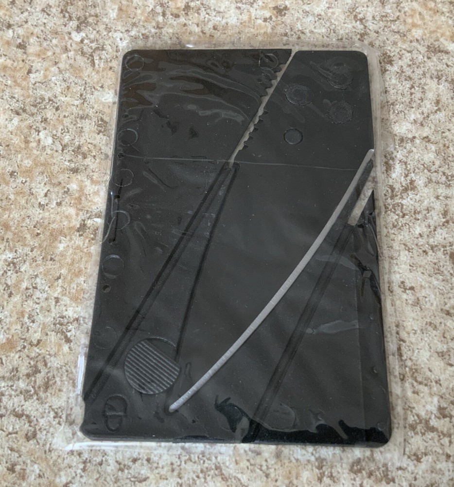 Slim Black Credit Card Folding Knife for Hunting Camping Outdoor Adventures NIP-image