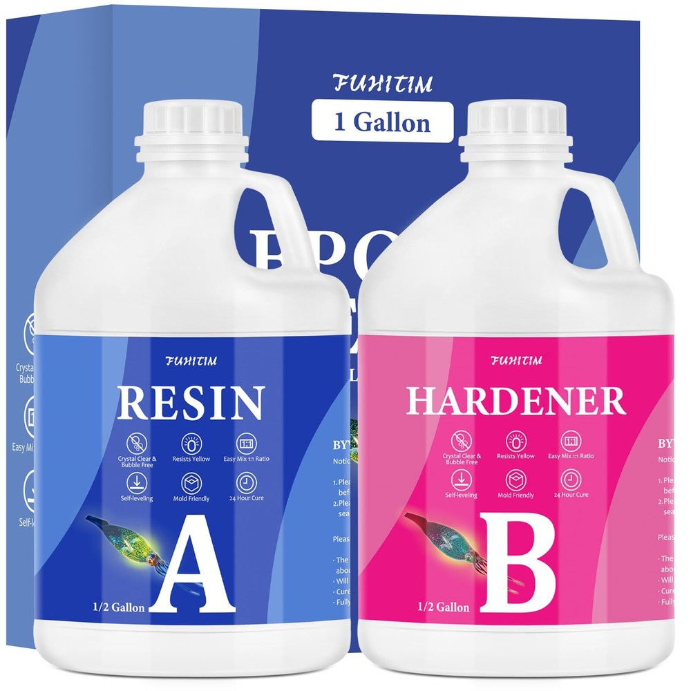 1 Gallon Crystal Clear Self-Leveling Bubble-Free Epoxy Resin Kit