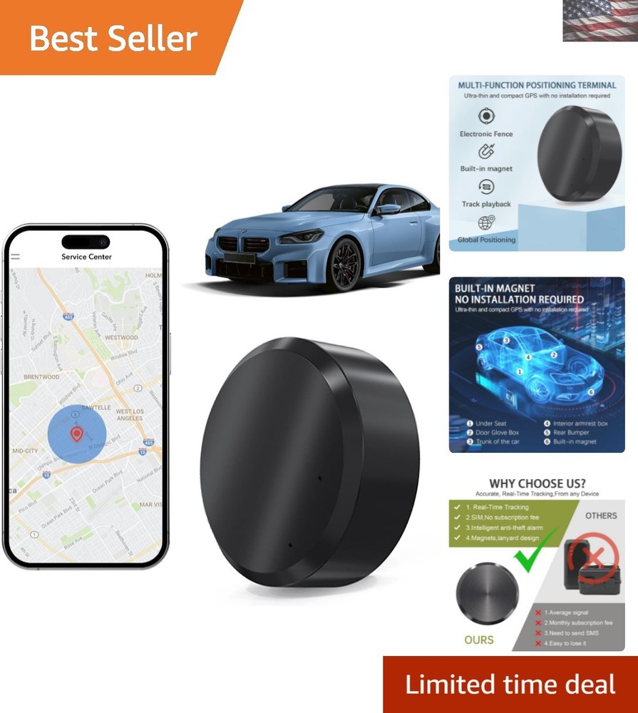 Mini GPS Tracker for Vehicles & Pets - Real-Time Tracking, No Monthly Fees, Easy Setup