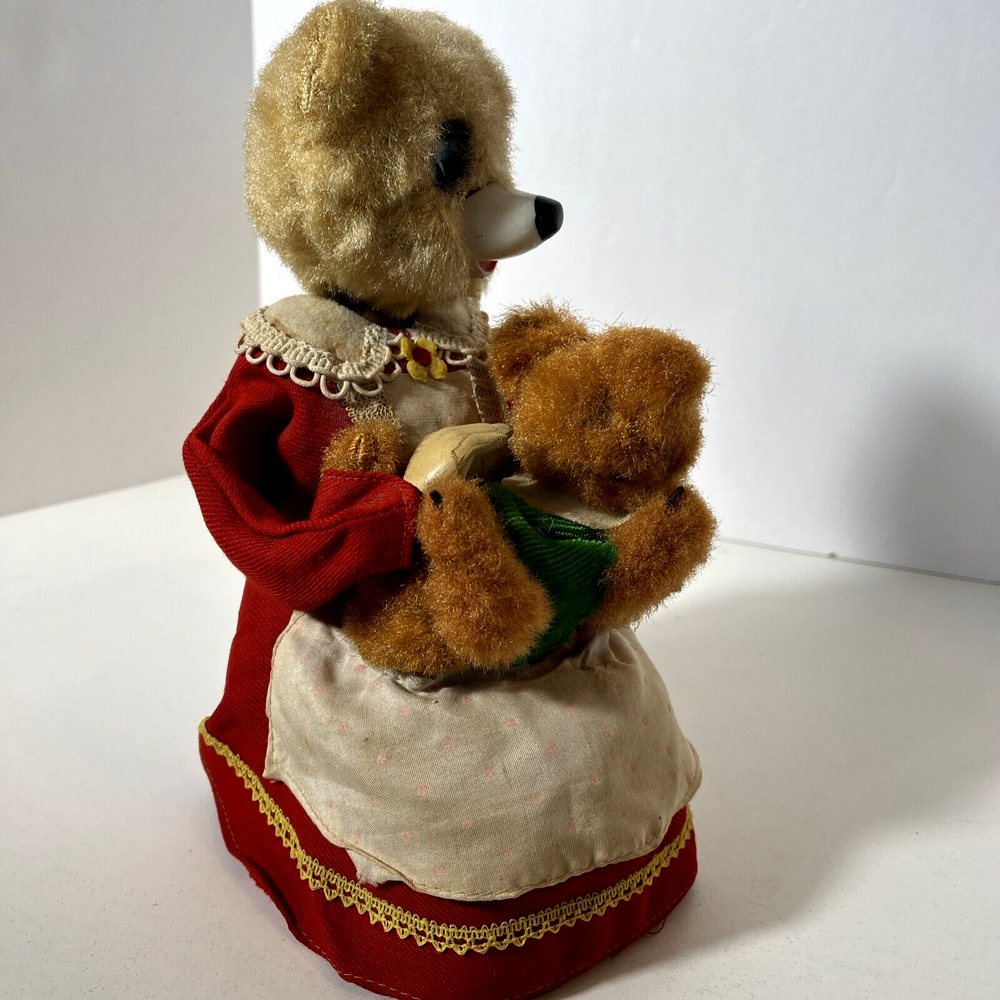 Vintage Mechanical Tin Toy Mama Spanking Baby Bear 1950’s? NON WORKING
