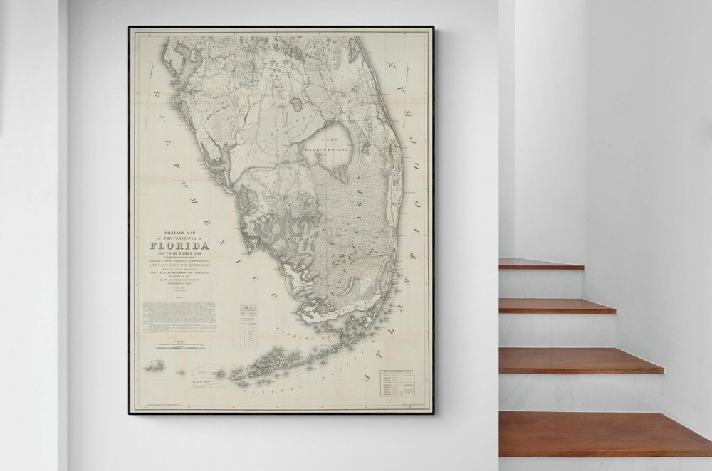 1856 Military Map of Florida Produced During the Third Seminole War Poster Print