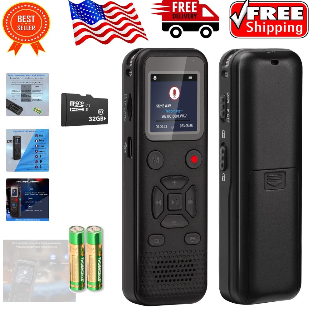 72GB Premium Sound Digital Tape Recorder with Password Protection - On-the-Go-image