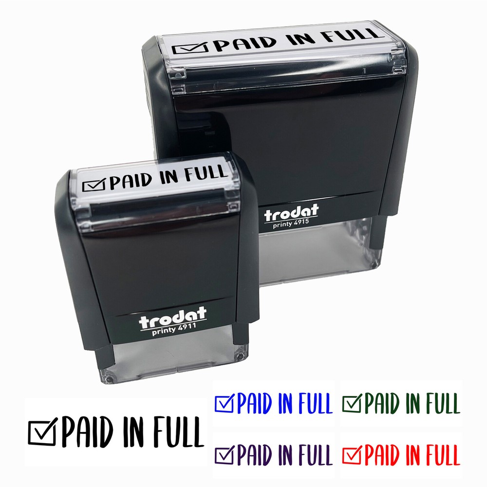 Paid in Full Checkmarked Box Invoice Self-Inking Rubber Stamp Ink Stamper Office