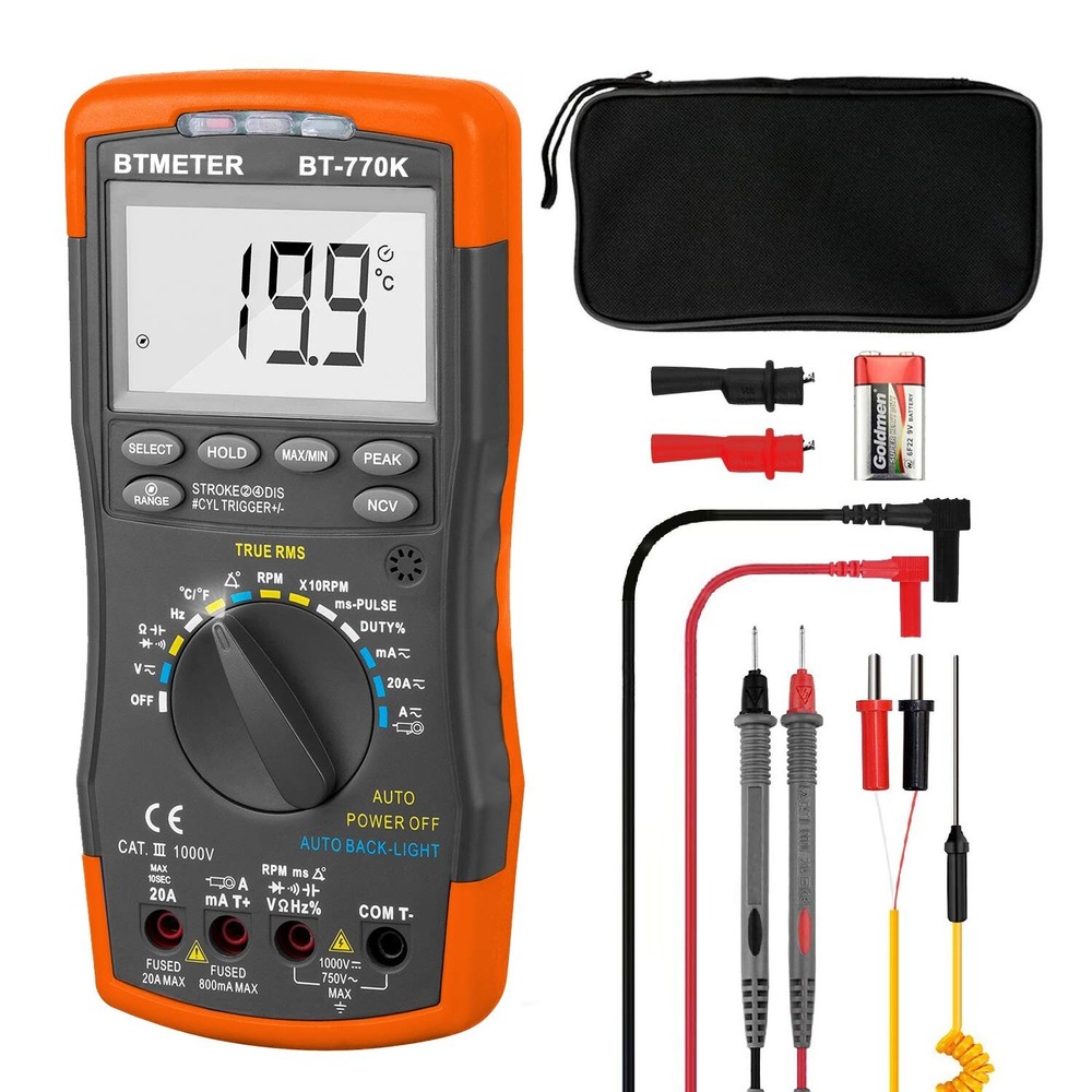 High-Precision Automotive Multimeter with Auto Backlight and Carry Case Included