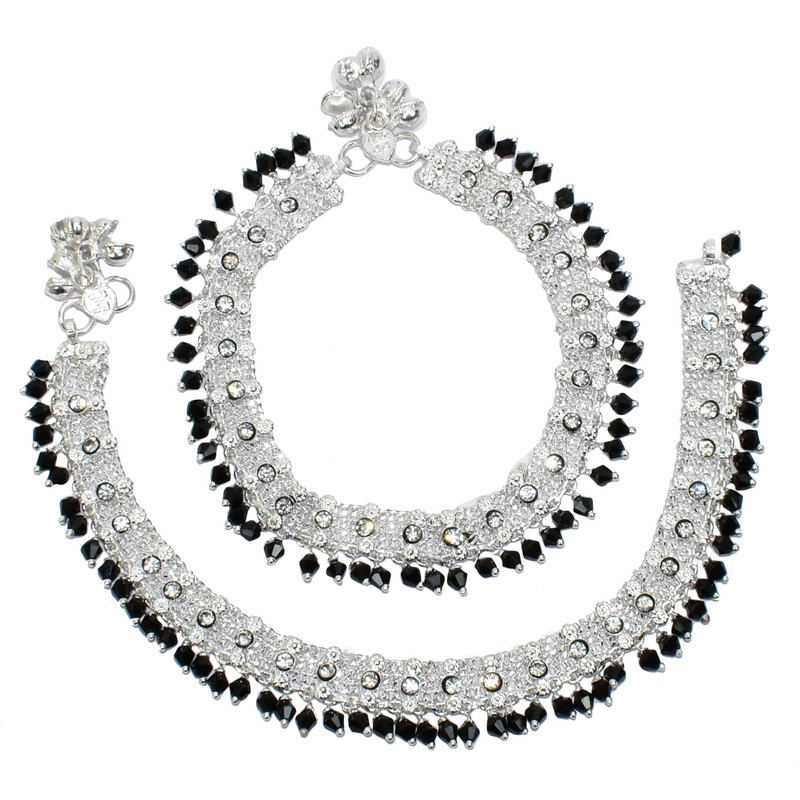 Anklet Payal Bridal Pajeb Black Pearl Ethnic Bracelet Chain Fashion Foot Jewelry-image