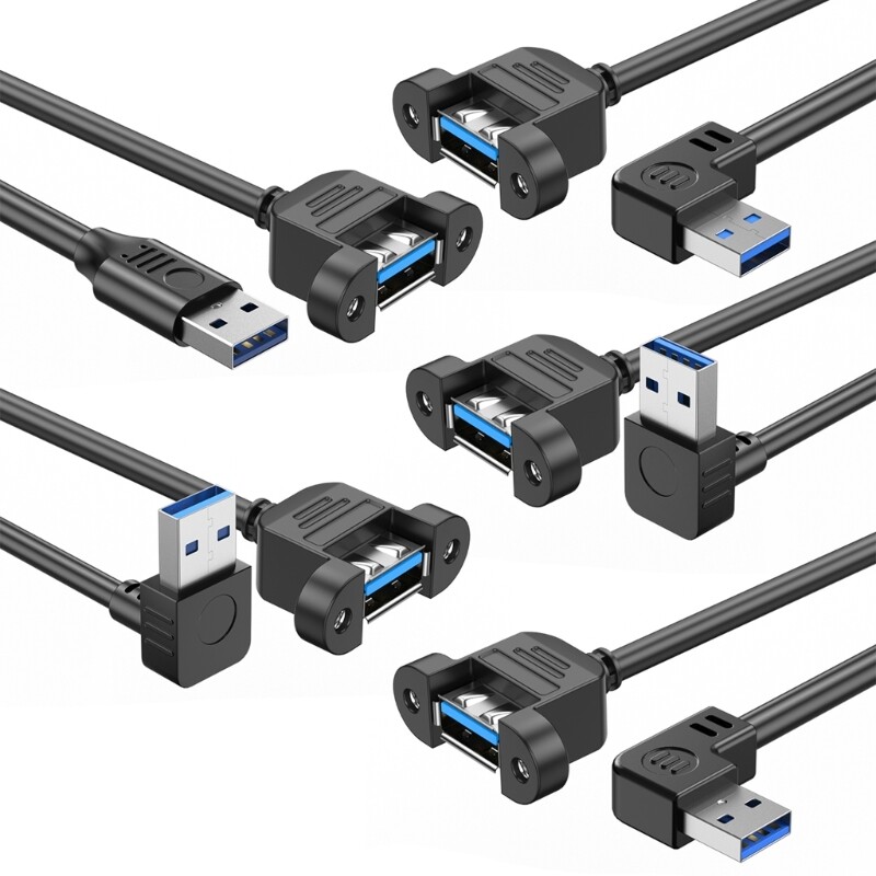 USB 3.0 Male to Female Extension Cable with Screw Panel Mount for PC