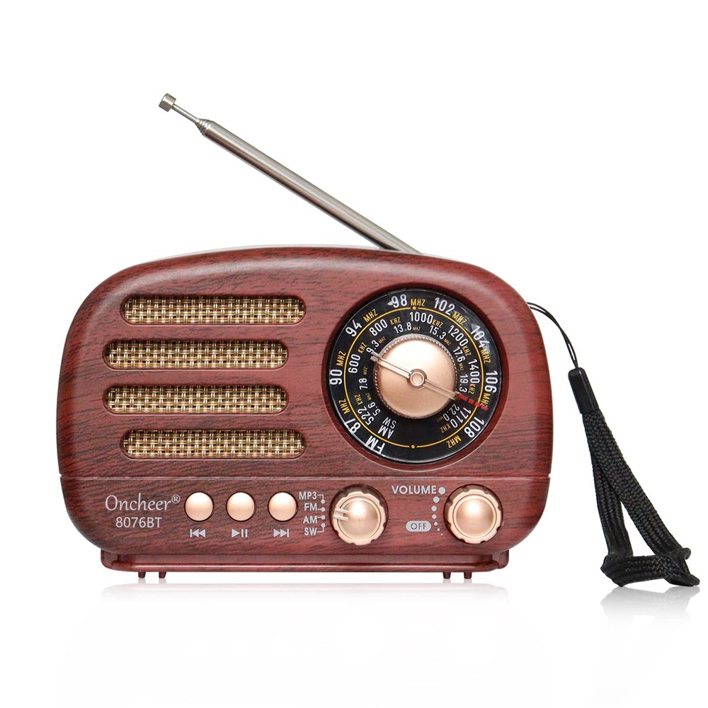 Oncheer Retro Bluetooth Speaker with Vintage Design and FM/AM/SW Radio Functionality