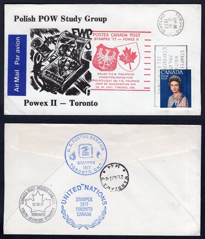 Canada TORONTO Stampex Exhibition Cover. Polish POW Study Group. Slogan
