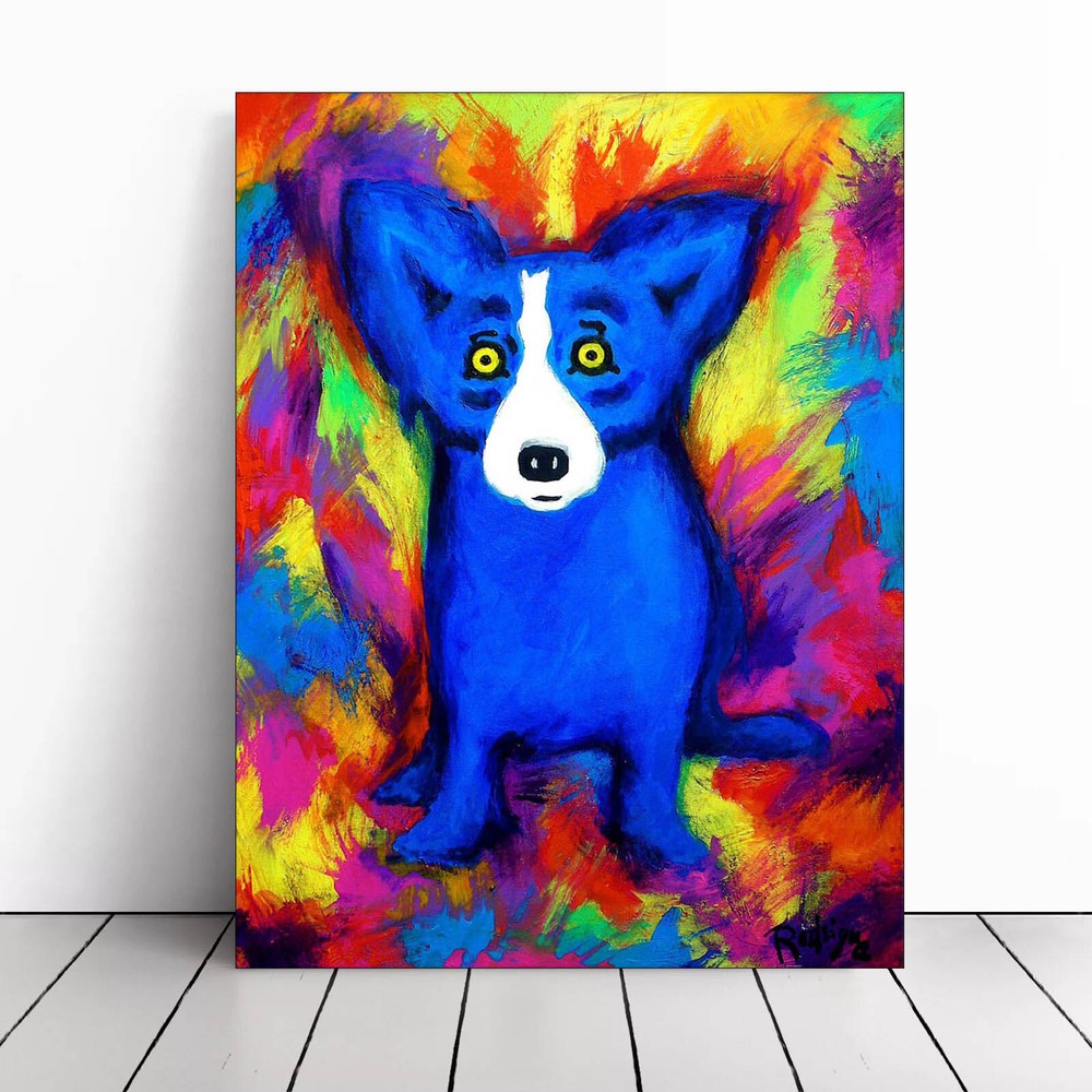 Paintings Cartoon Blue Dog I Am an Artist, Modern Graffiti Wall Art HD print