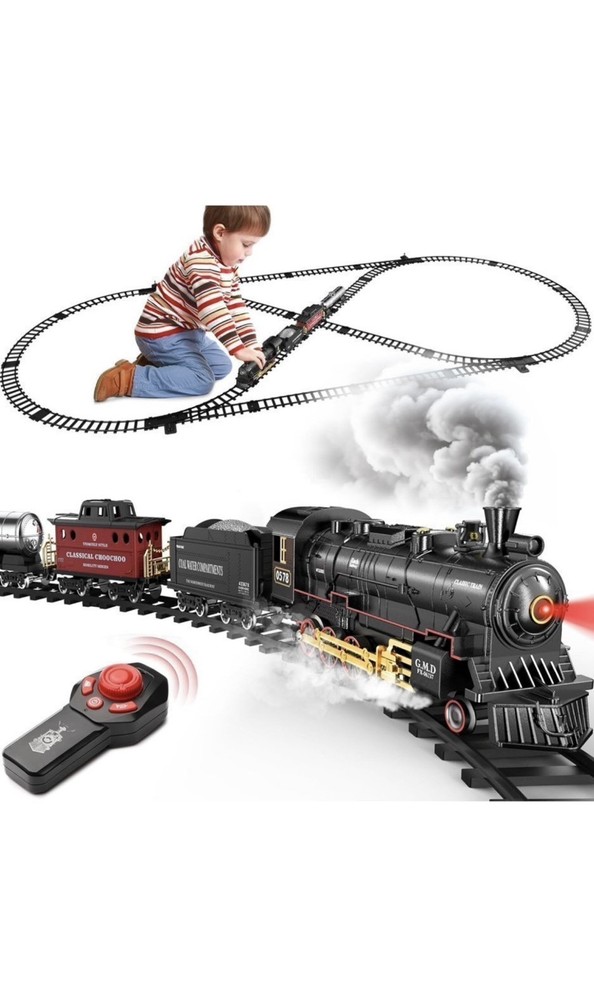 Hot Bee Train Set for Boys Alloy Remote Control Train Sets with Steam Locomotive