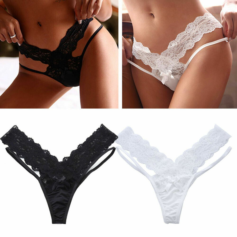Sexy-Briefs-Underwear-Lingerie G-string-Panties Women's Crotchles Thongs-Lace