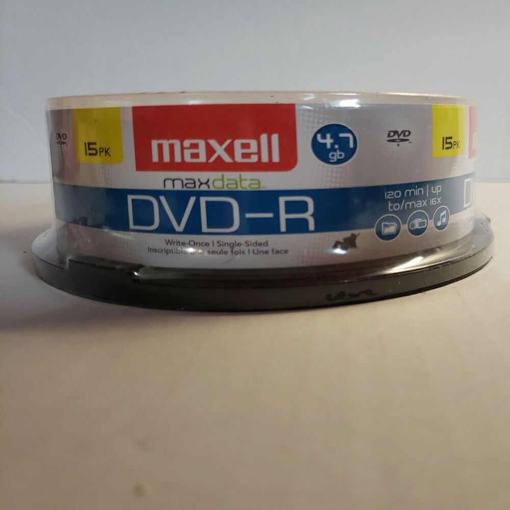 15 Pack Maxell DVD-R 4.7GB Write-Once 16x Recordable Disc Single Layer 120 Min