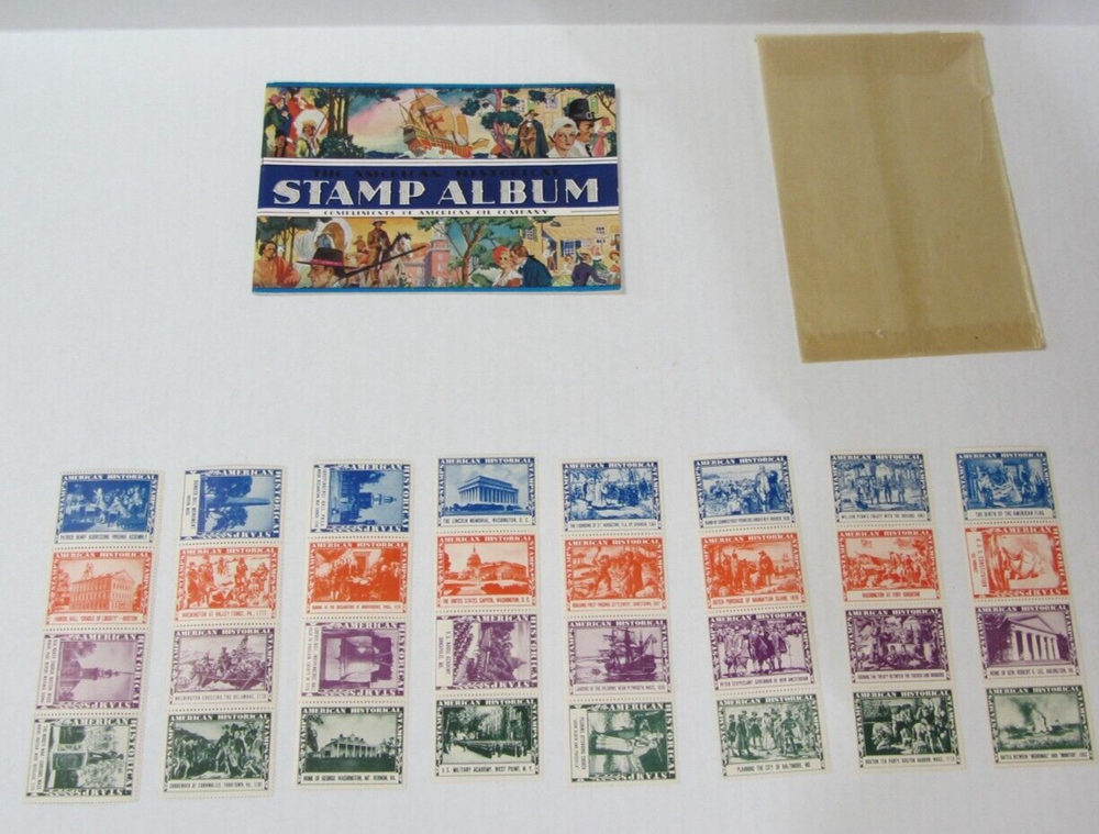US American Oil Company 1937 Stamp Album Superb condition includes 32 stamps