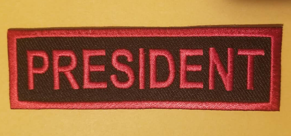 PRESIDENT Club Officer Embroidered Patch Worldwide shipping red