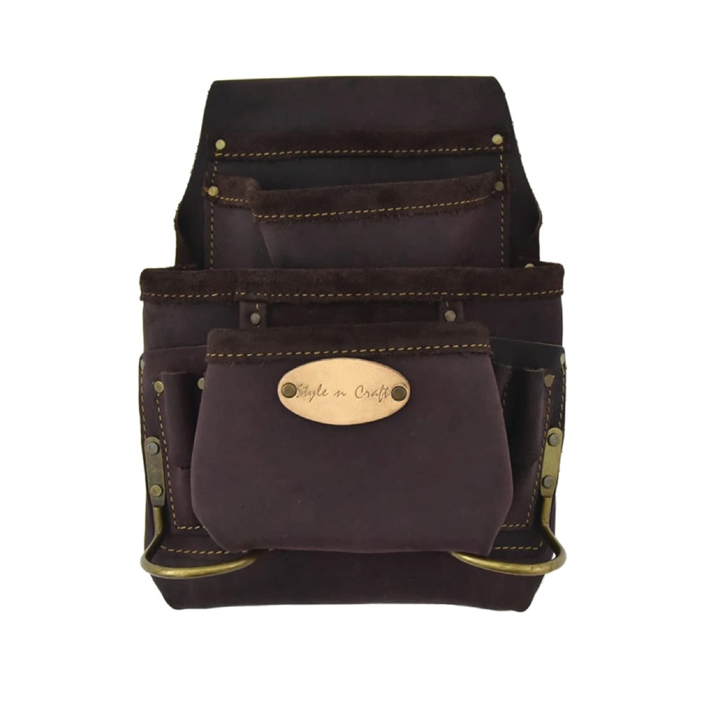 10-Pocket Carpenter’s Nail & Tool Pouch, Heavy-Duty Leather Tool Pouch, Perfect