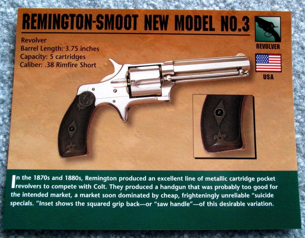 Remington Smoot New Model No. 3 Pistol Classic Firearms Photo Card u