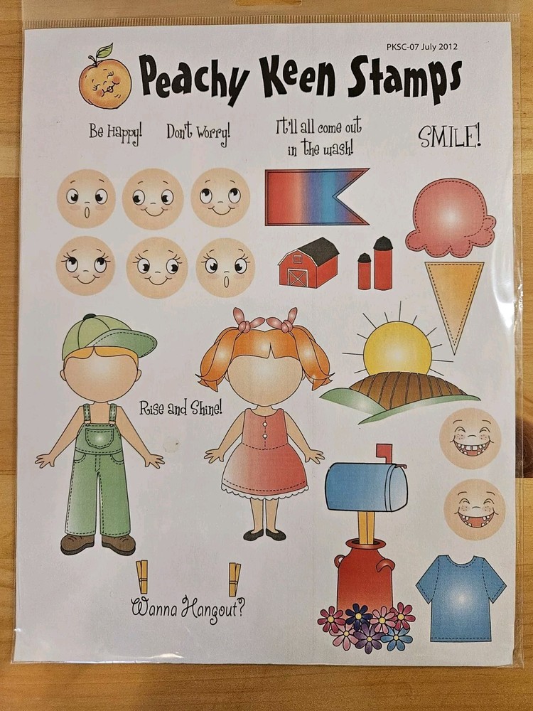 Peachy Keen 11x8.5 Stamp Set Stamp Kit Of The Month  July 2012 Farming