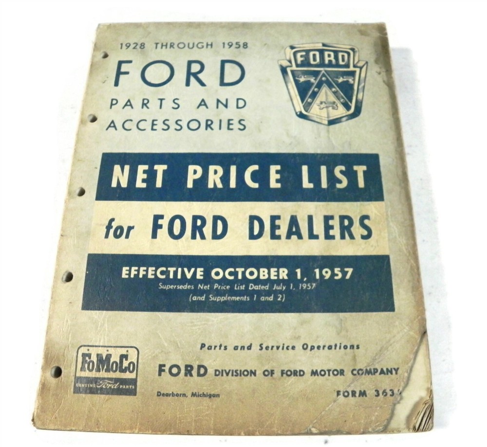 1928-1948 FORD PARTS AND ACCESSORIES NET PRICE LIST FOR DEALERS CATALOG MANUAL