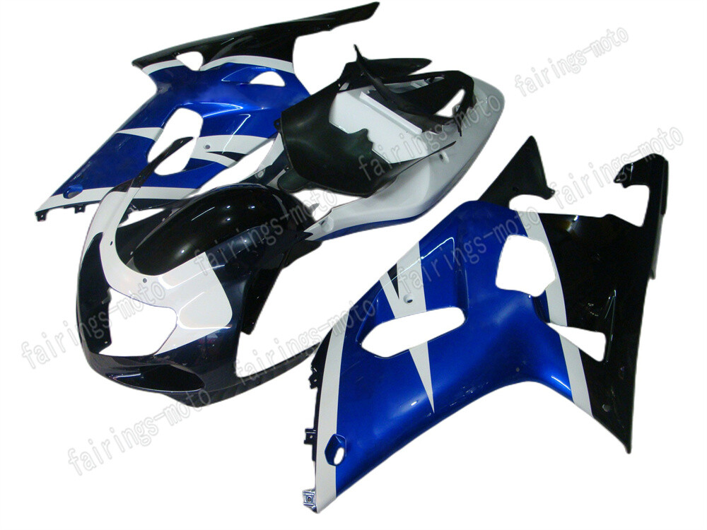 GSXR 600/750 Fairing Kit 01-03 ABS Plastic Set in Black White Blue