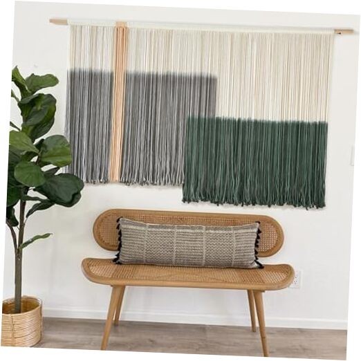 Large Green Dip Dye Macrame Wall Hanging Bohemian Fiber Art Tapestry