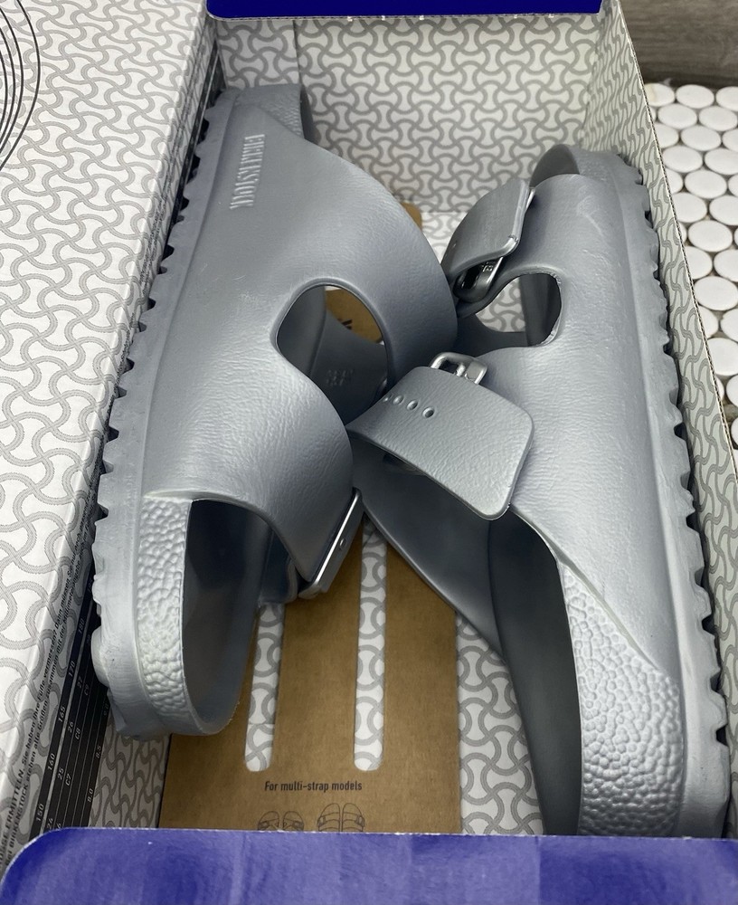 Birkenstock Arizona Essentials EVA Silver Sandals Size 43 Comfortable Lightweight