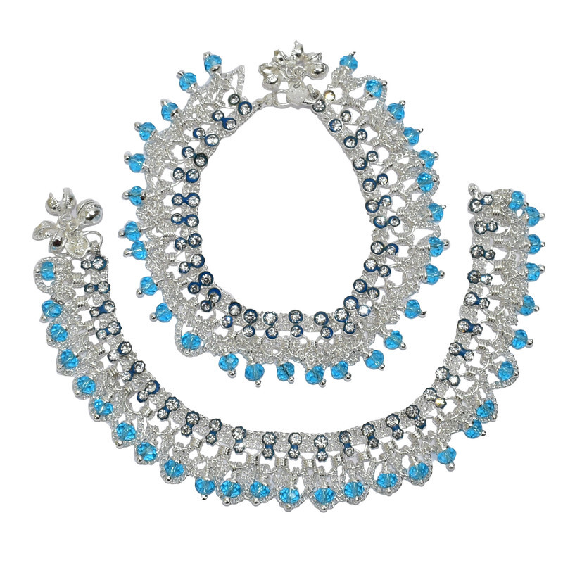 Fashion Anklet Bracelet Women Kundan Fancy Payal Pajeb Chian Pair Foot Jewelry