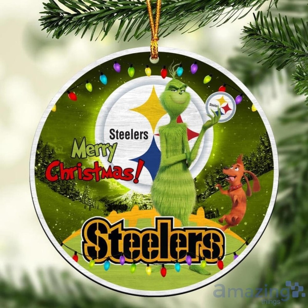 Custom Grinch Pittsburgh Steelers Football Team Christmas Ornament