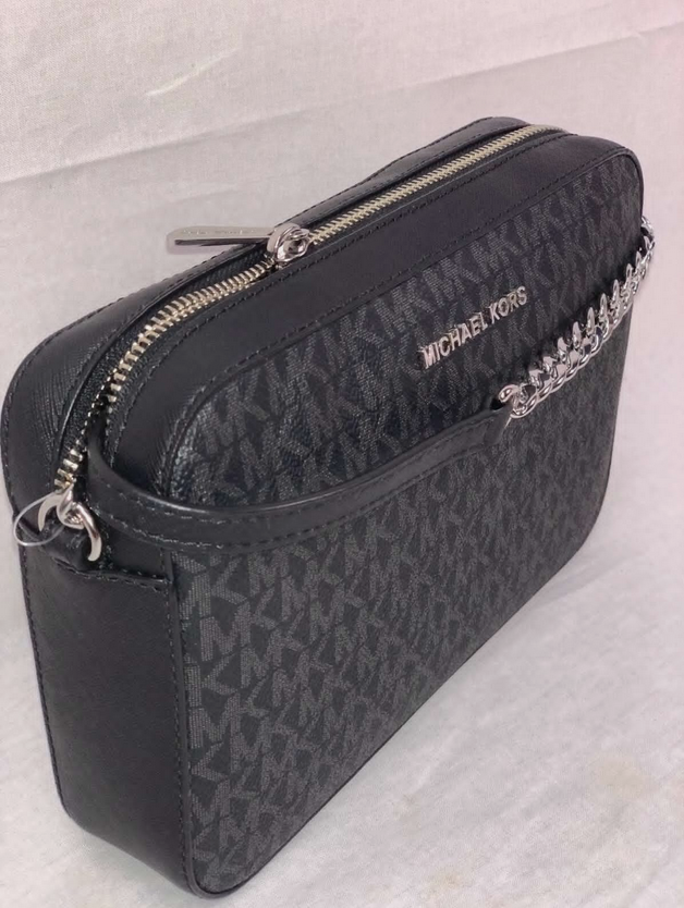 Michael Kors Large Jet Set East West Crossbody Leather PVC Shoulder bag Black