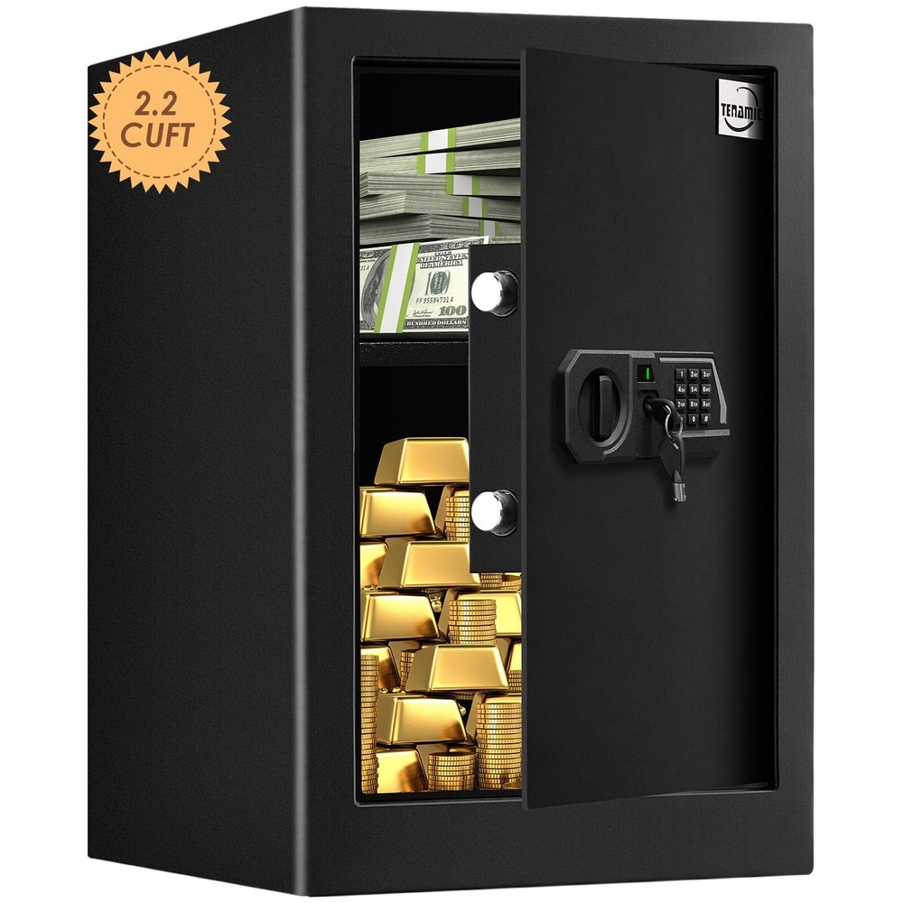 Fireproof 2.2 Cuft Digital Safe Box with Internal Light in Black