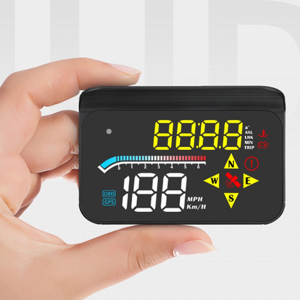 Digital OBD2 GPS Speedometer HUD Display with Overspeed Alarm RPM Compass