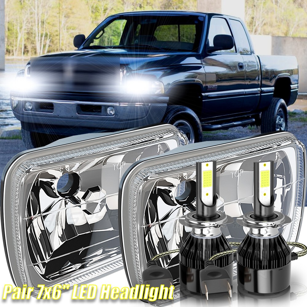 Dodge Ram Pickup 7x6 Inch Square LED HI-LO Beam Headlights Pair 2PCS
