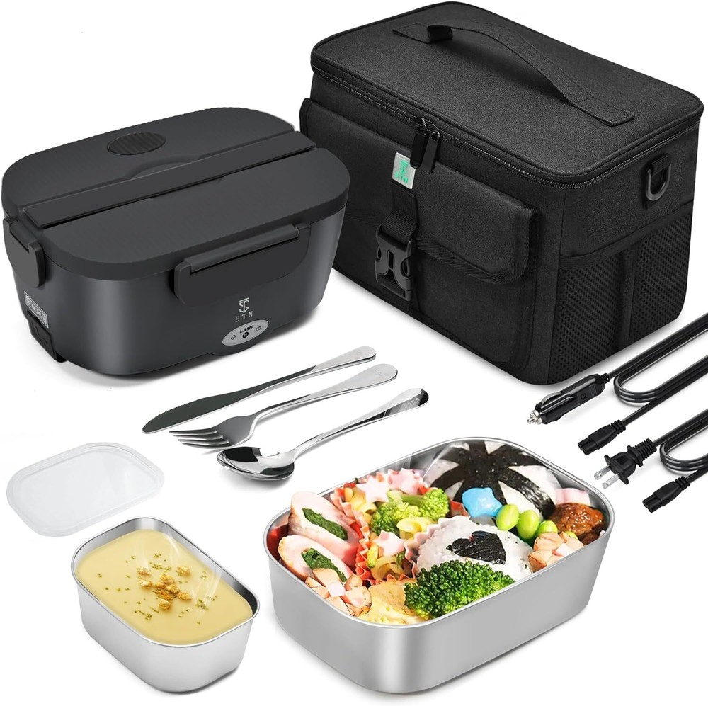 Portable Electric Heated Lunch Box for Adults with Removable 304 Stainless Steel Container