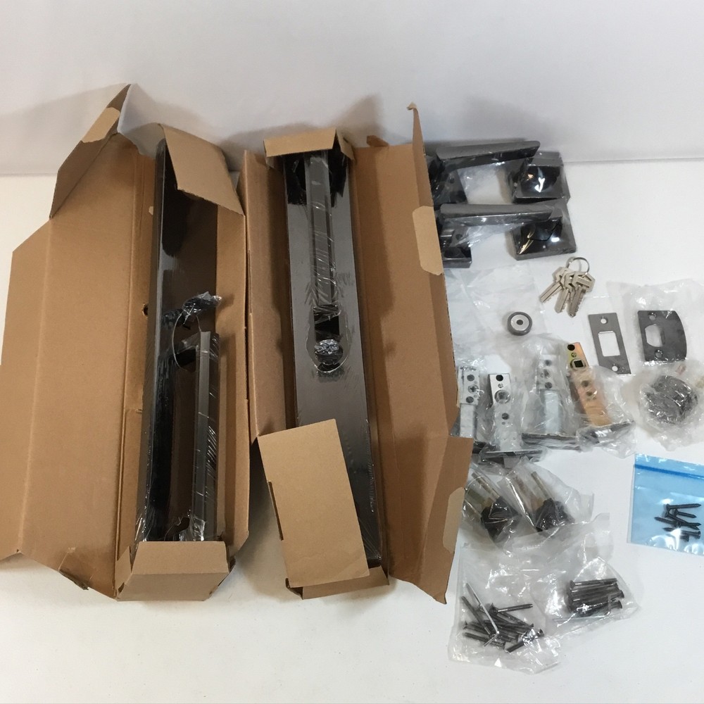 ‎NEWBANG Pewter Heavy Duty Keyed & Dummy Handleset For Double Door Entrance