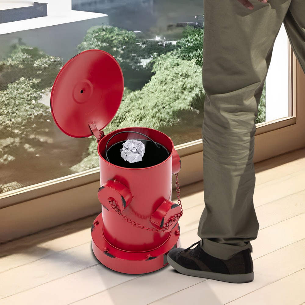 Retro Garbage Trash Can Vintage Waste Basket Step-On Bin Kitchen Bathroom Red