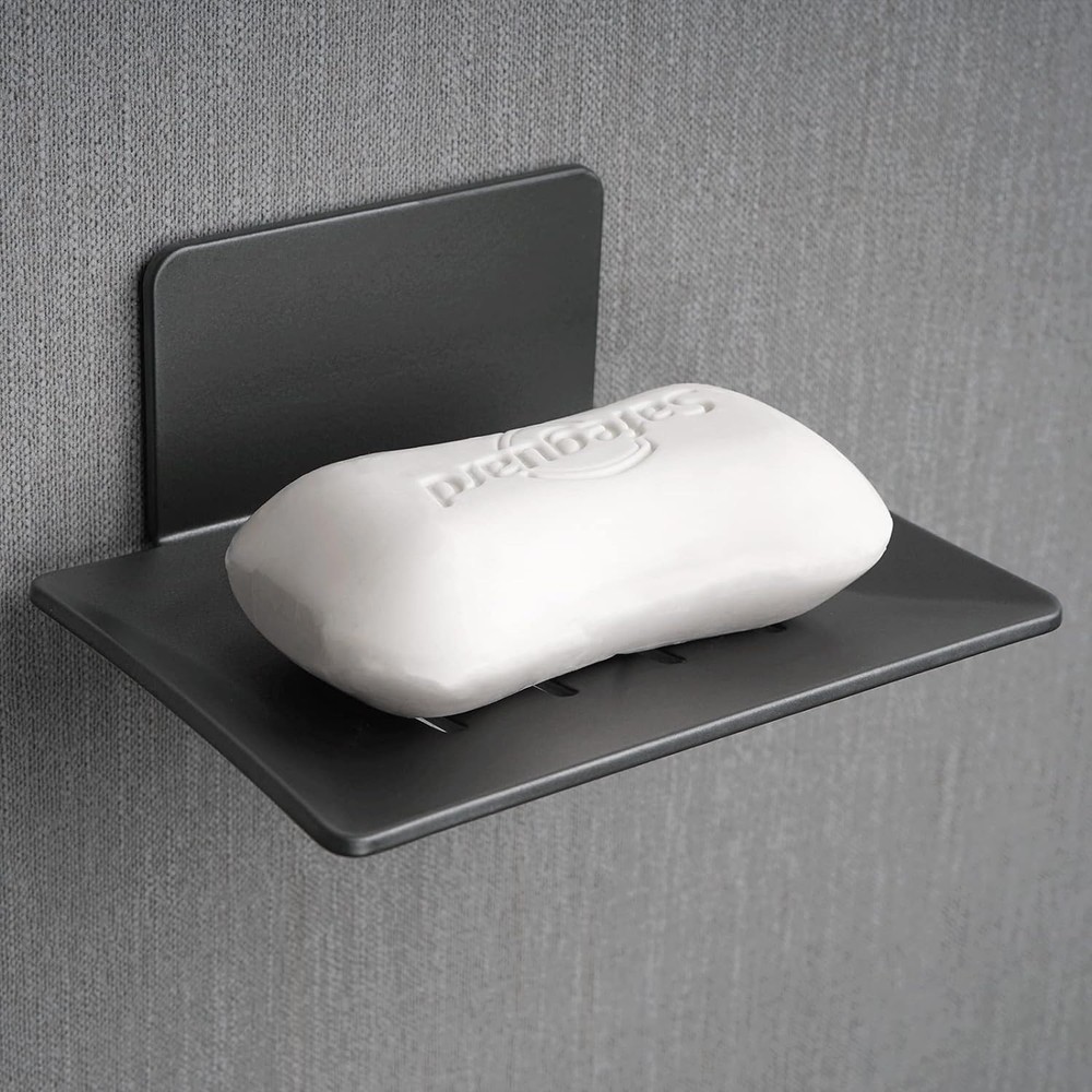 Soap Dishes for Bathroom, Bar Holder with Self Draining Tray, Grey 1pack