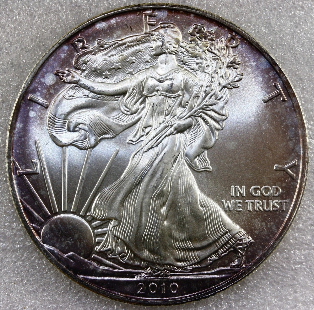 2010 American Silver Eagle - Brilliant Uncirculated END ROLL TONED us113