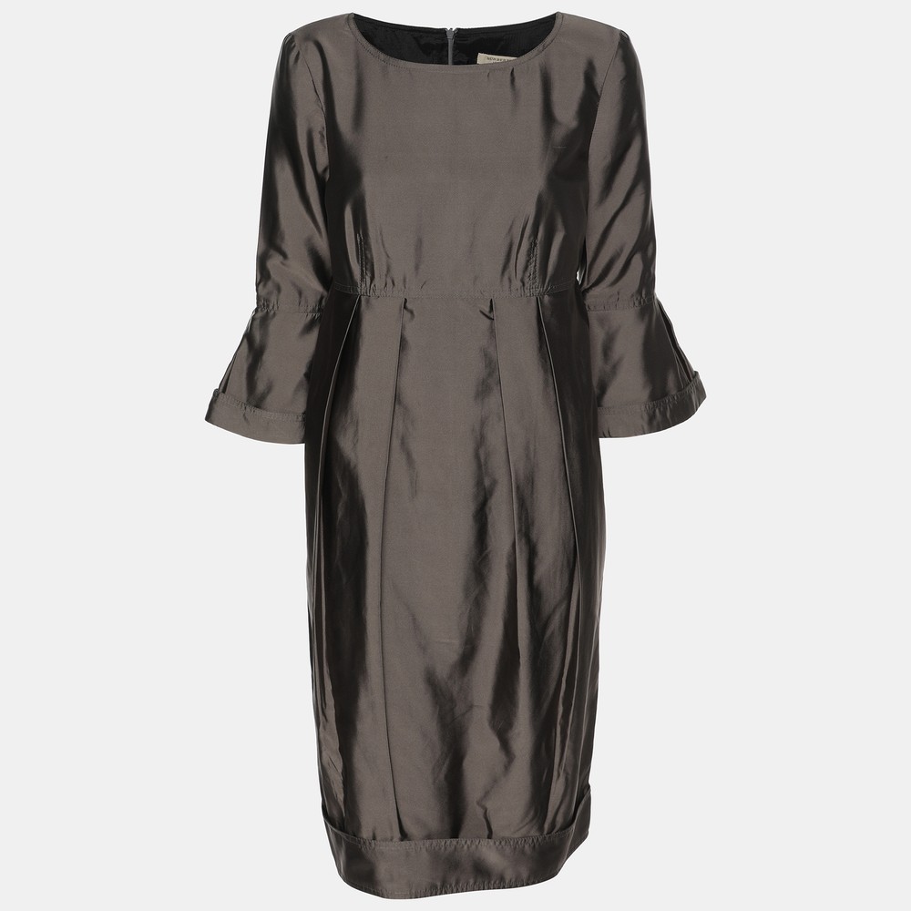 Burberry Grey Silk Midi Dress S