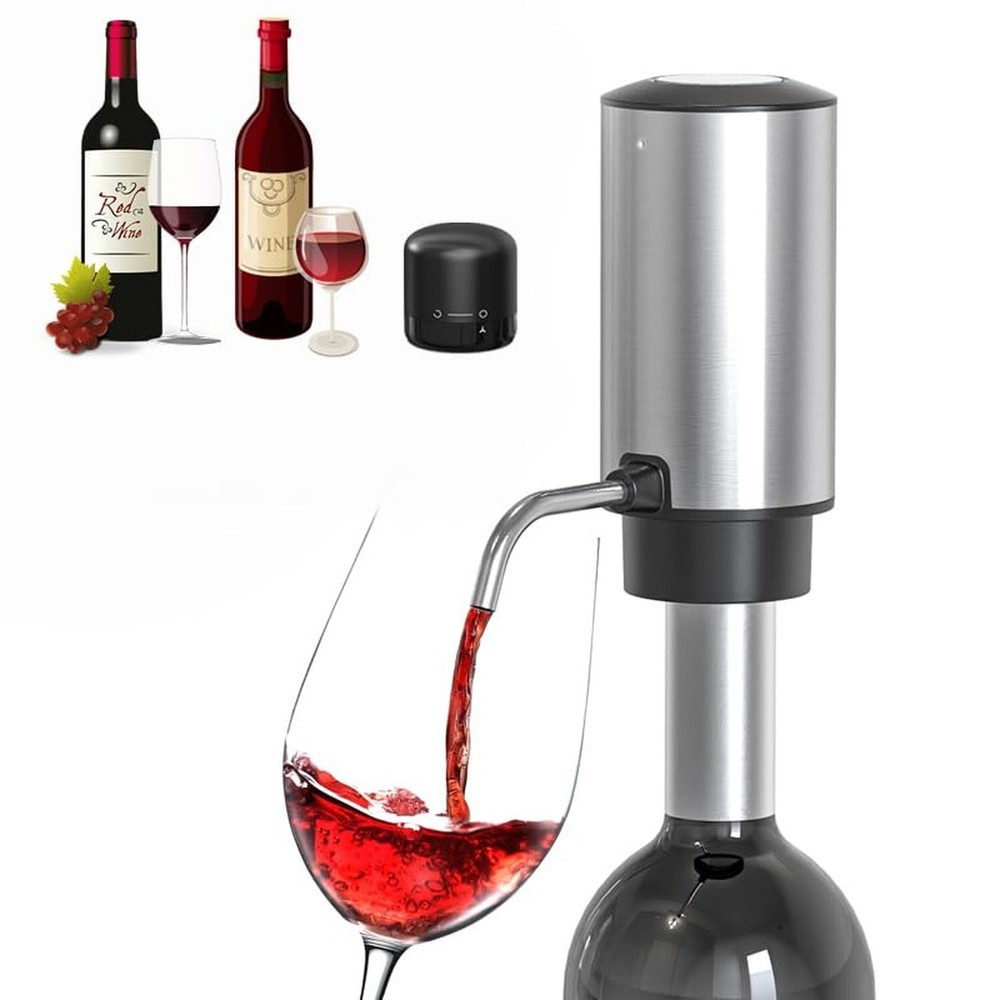 2-in-1 Electric Wine Aerator Pourer,Portable One Touch Wine Accessories Recha...