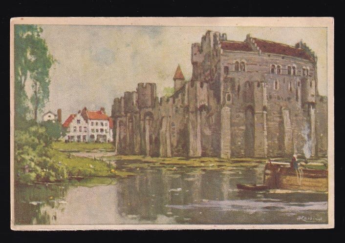 Old Red Star Line Postcard Sign Henri Cassiers Ghent Belgium Menu Vintage